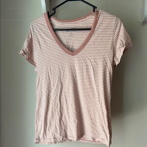 Universal Thread Fitted Pink and White Short Sleeve Tee